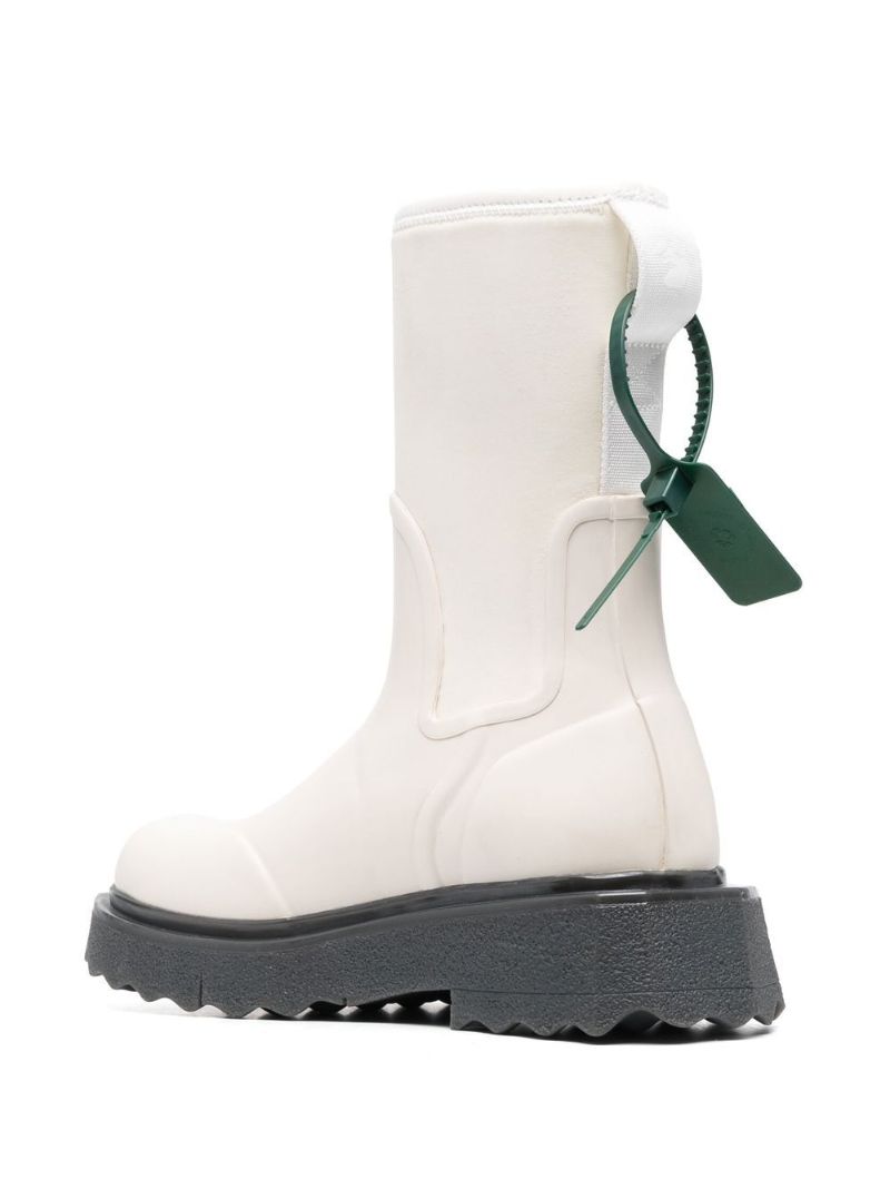 White Slogan Print Ankle Boots