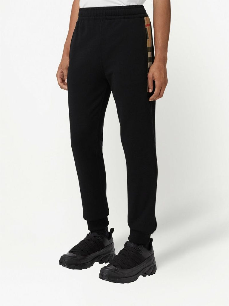 Black Check Panel Track Pants