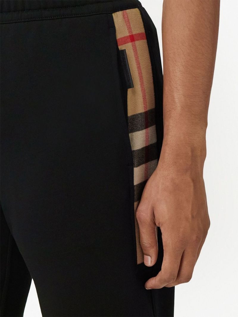 Black Check Panel Track Pants
