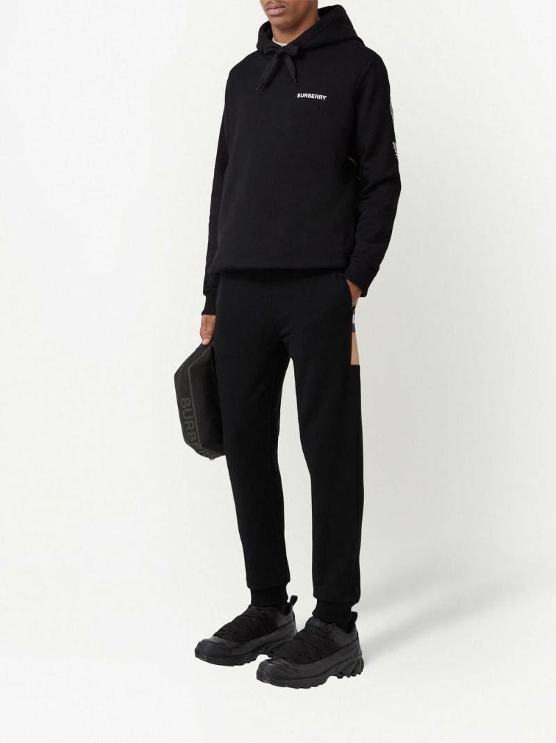 Black Check Panel Track Pants