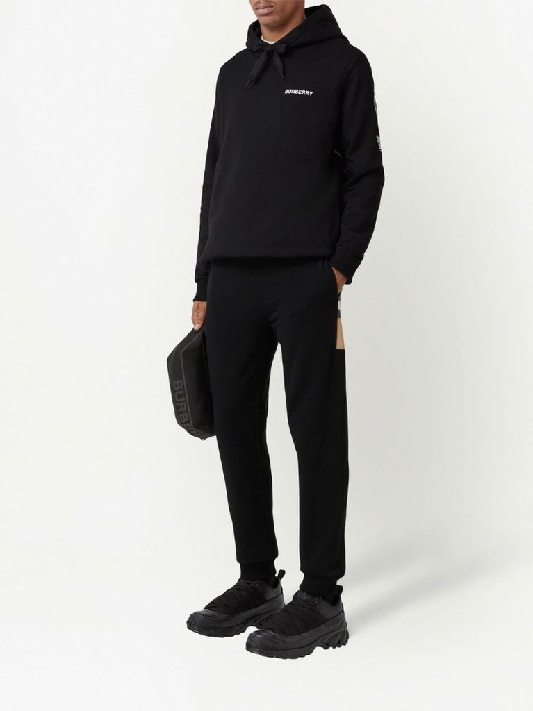 Black Check Panel Track Pants