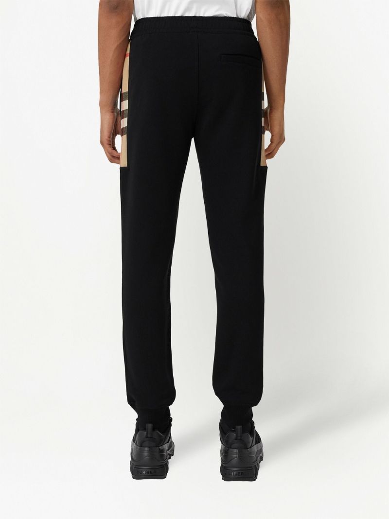 Black Check Panel Track Pants
