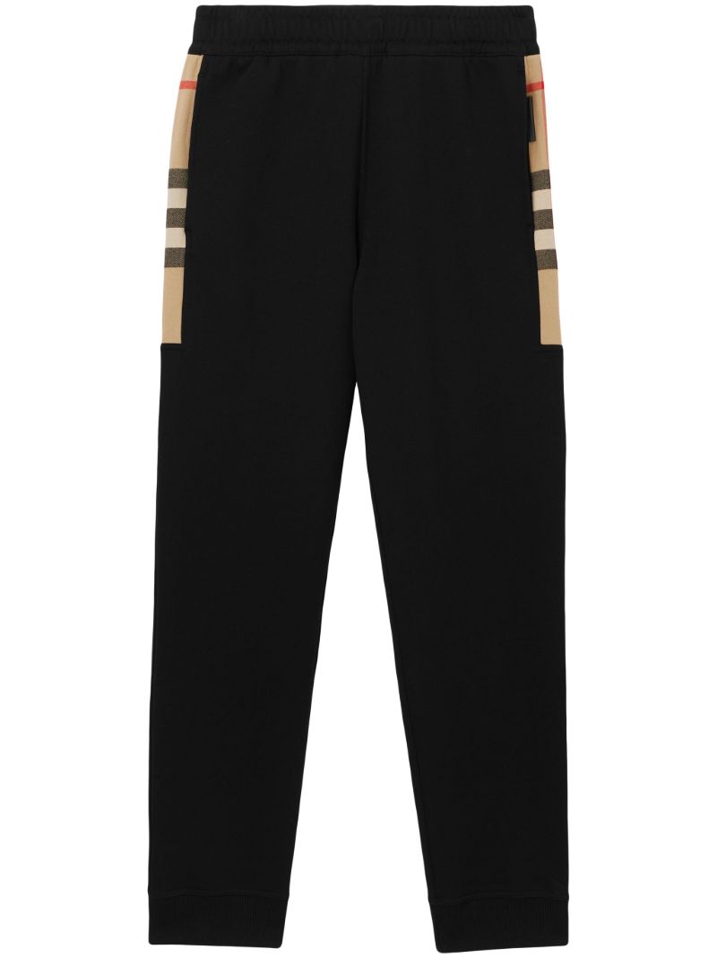 Black Check Panel Track Pants