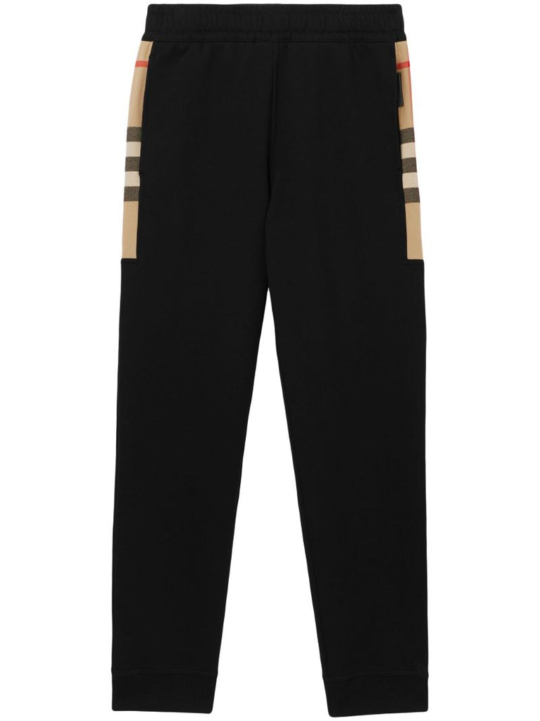Black Check Panel Track Pants