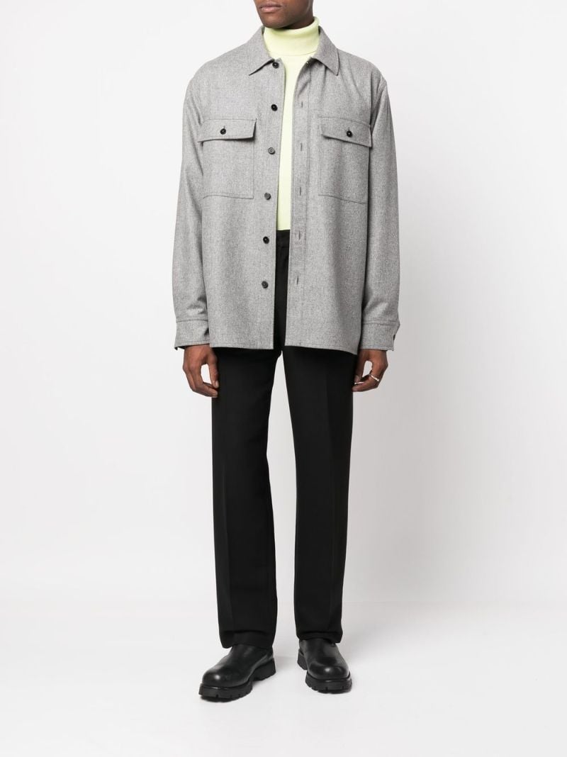 Grey Wool Shirt Jacket