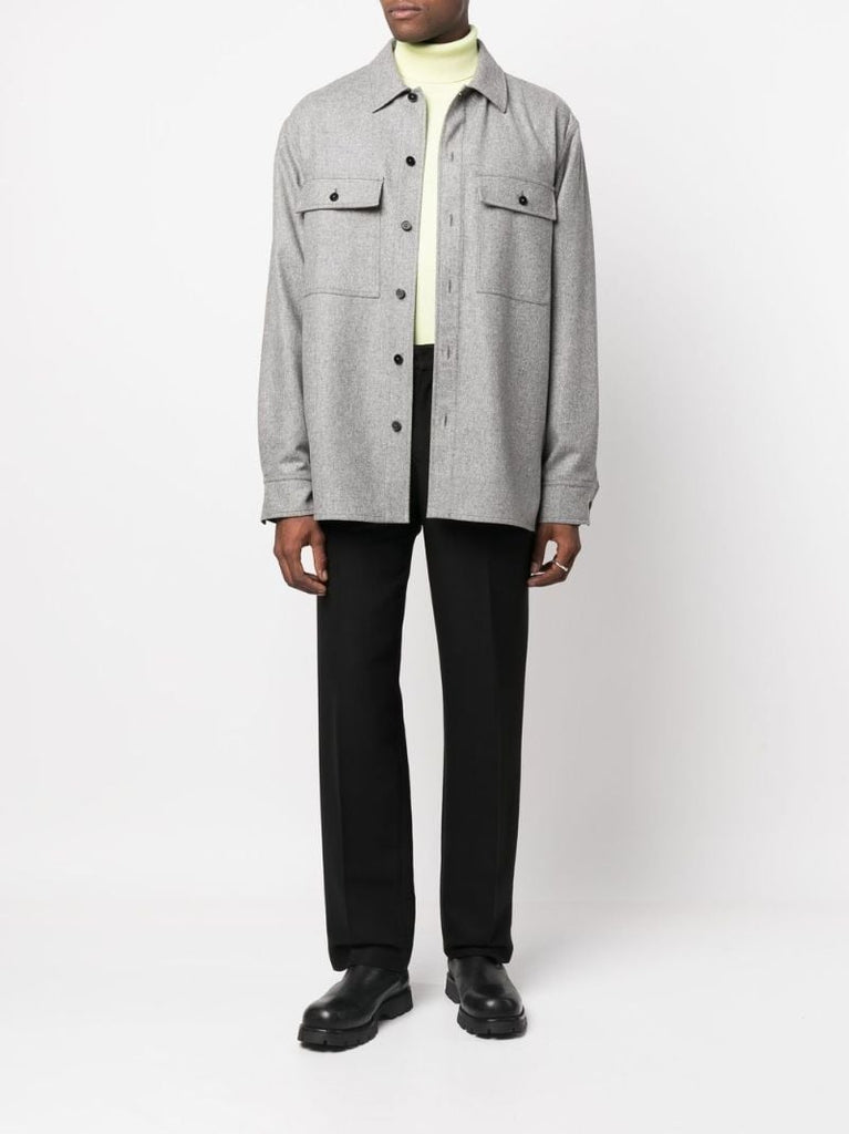 Grey Wool Shirt Jacket