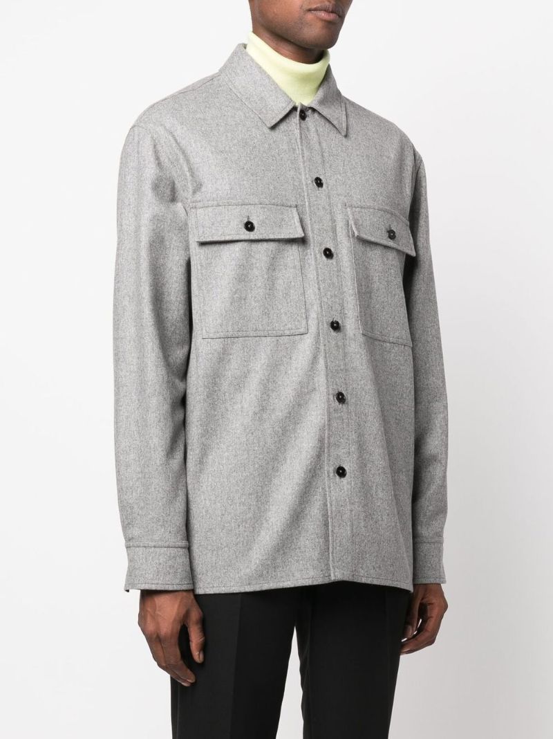 Grey Wool Shirt Jacket