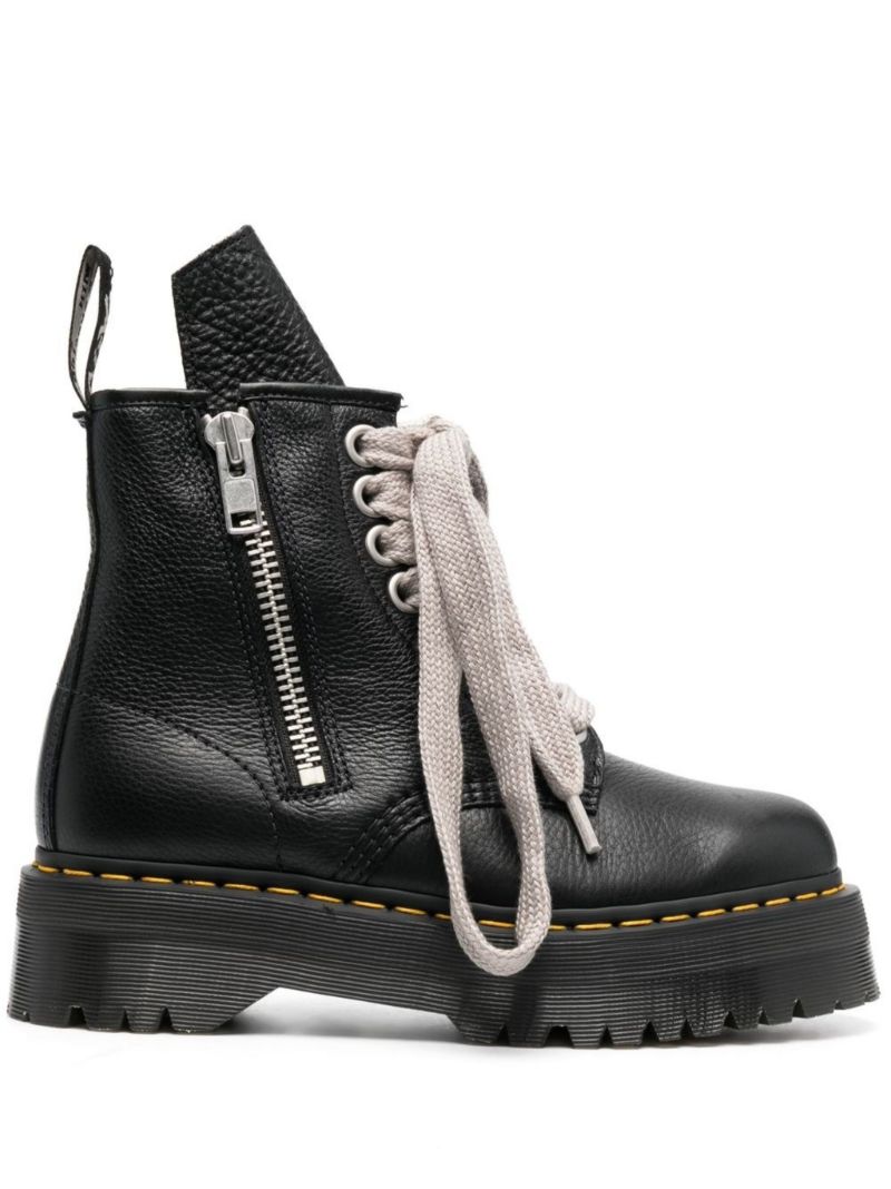 X Dr. Martens Black Lace-up Leather Ankle Boots