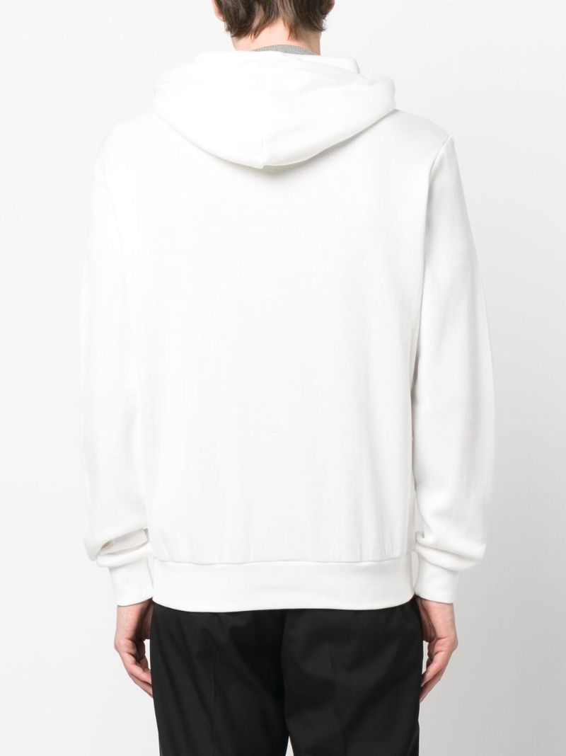 White Felpa Zip-up Cotton Hoodie