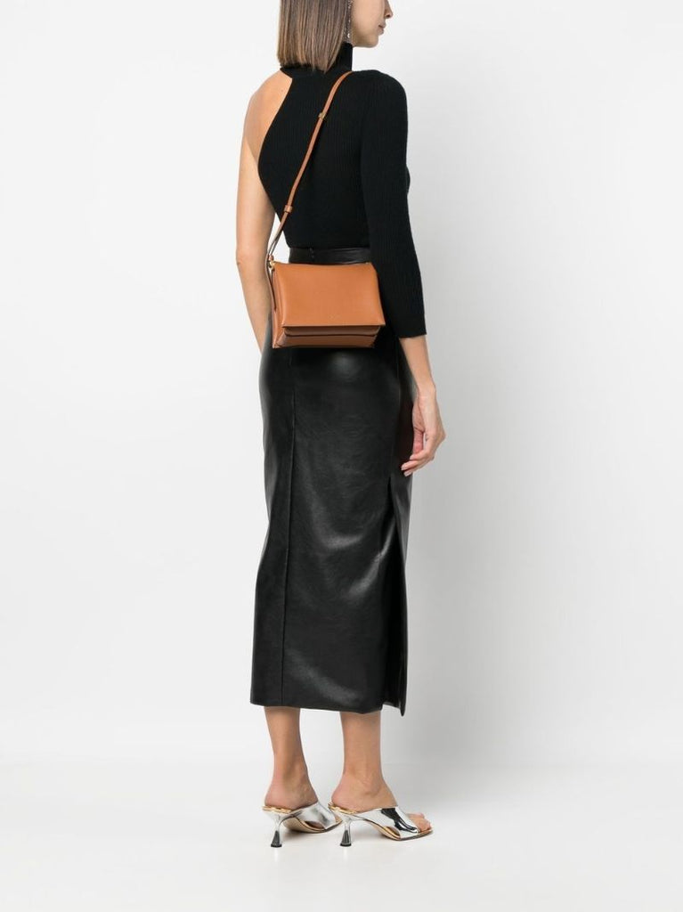 Brown Uma Box Leather Shoulder Bag