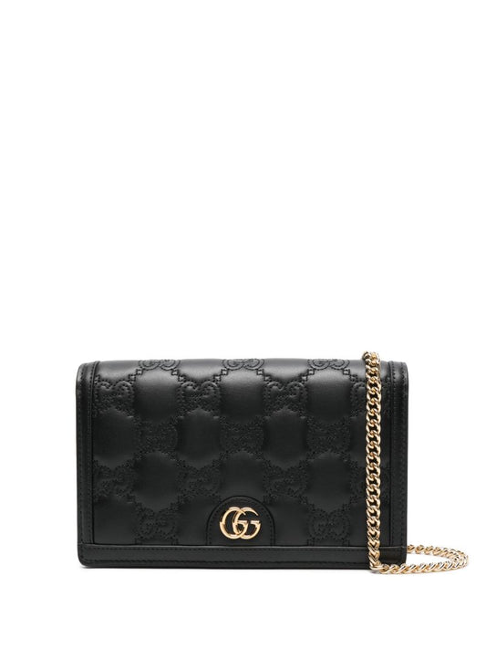 Black Gg MatelassÃ_x0083_Â© Chain-strap Leather Wallet