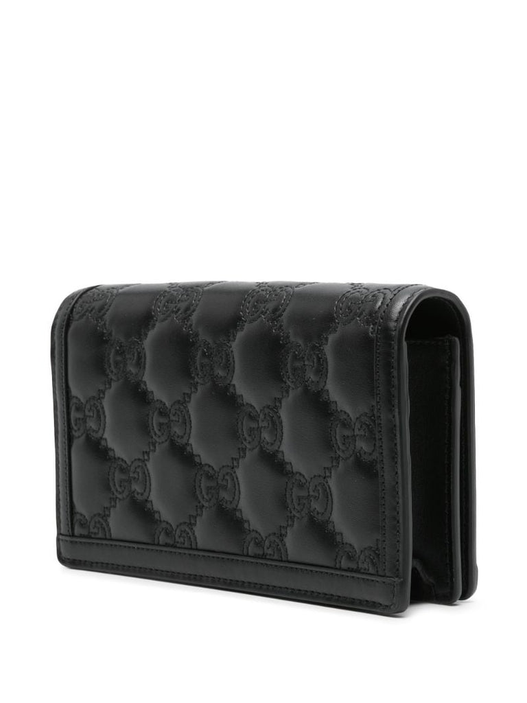 Black Gg MatelassÃ_x0083_Â© Chain-strap Leather Wallet