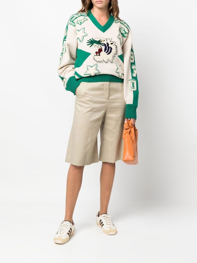 Green Varsity Merino Wool Sweater