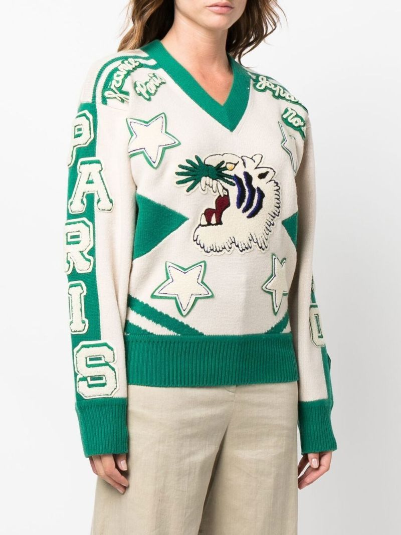 Green Varsity Merino Wool Sweater