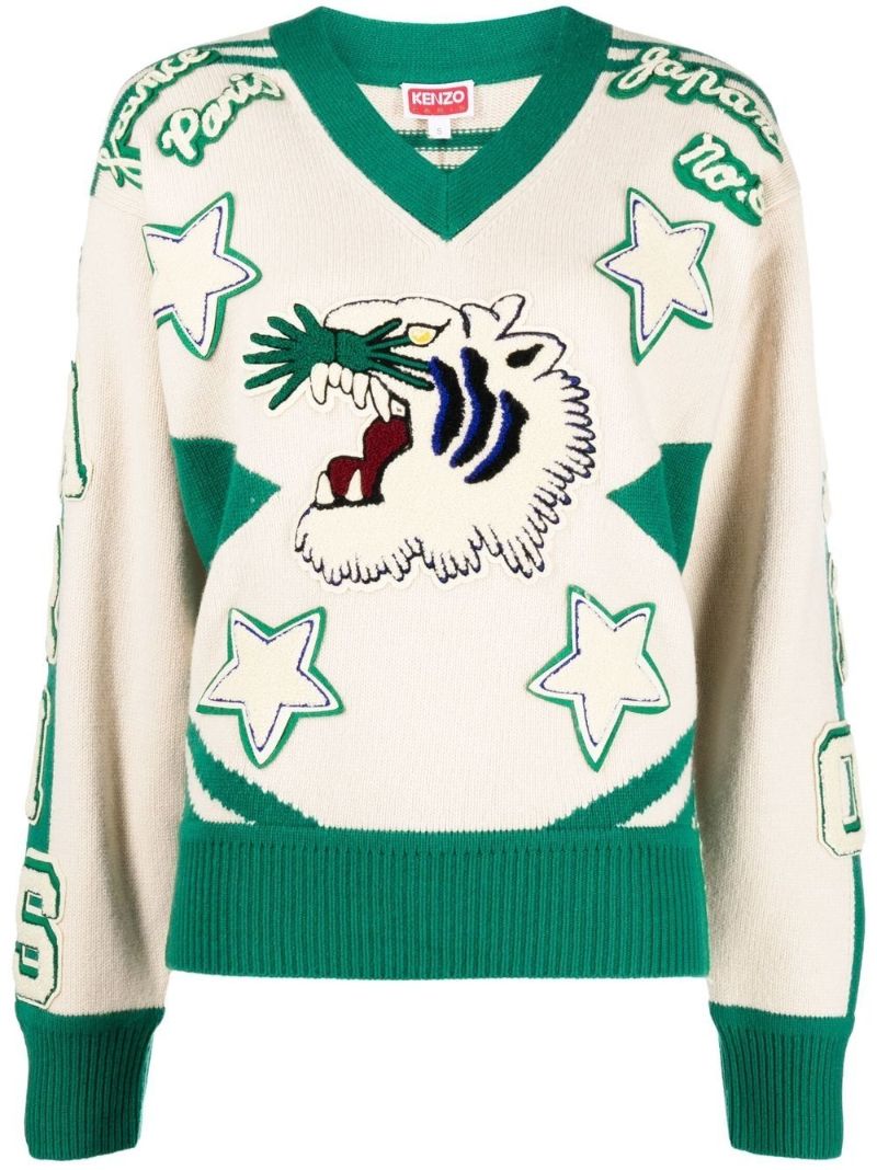 Green Varsity Merino Wool Sweater