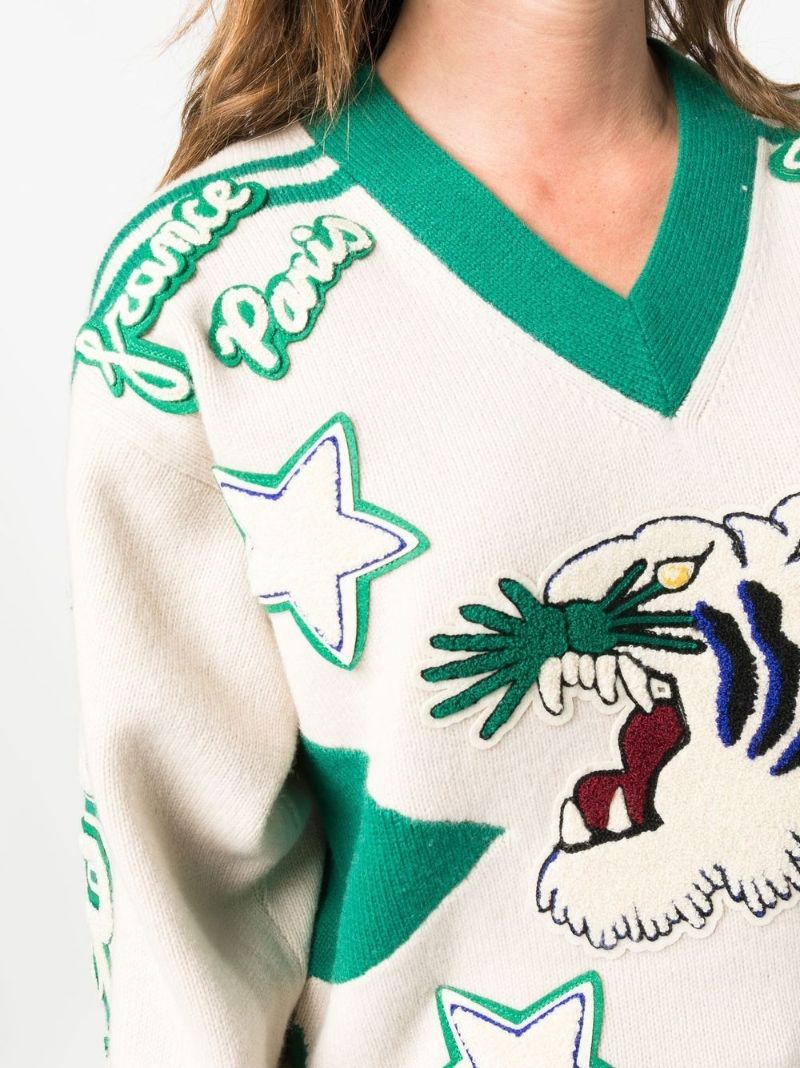 Green Varsity Merino Wool Sweater