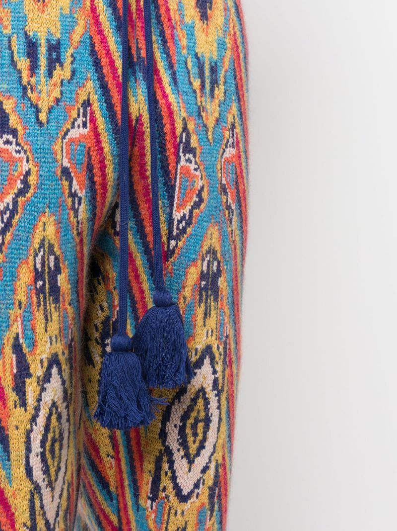 Blue Knitted Jacquard Trousers