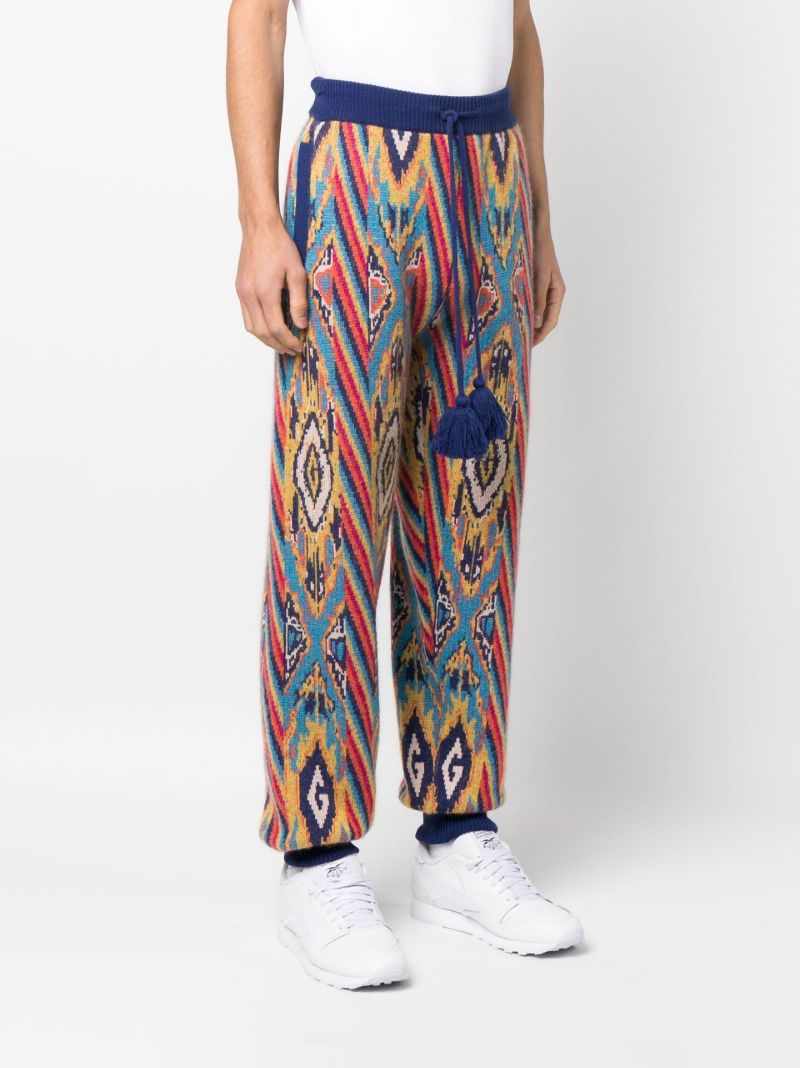 Blue Knitted Jacquard Trousers