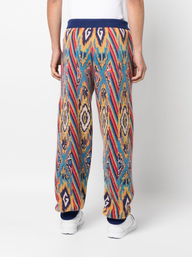 Blue Knitted Jacquard Trousers