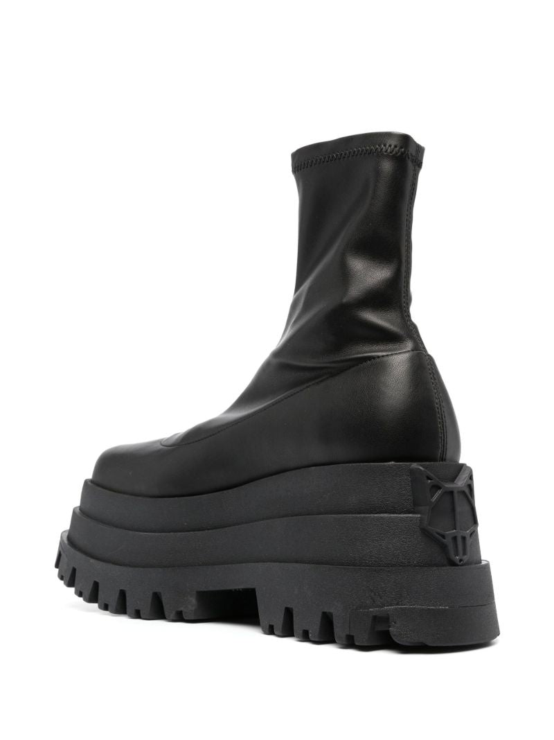 Black Sassy 90 Platform Faux Leather Boots