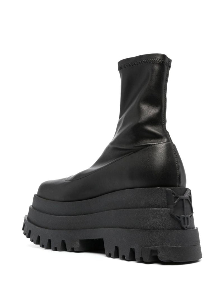 Black Sassy 90 Platform Faux Leather Boots