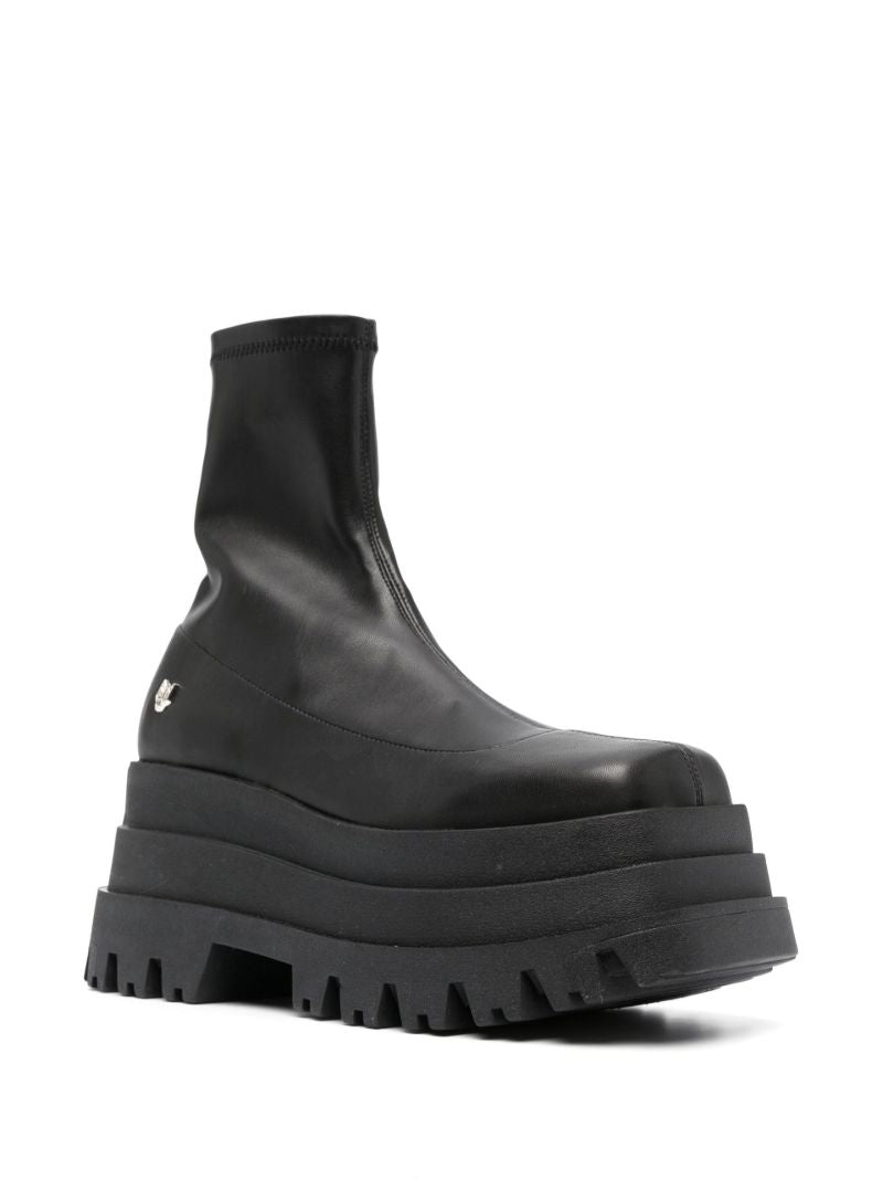 Black Sassy 90 Platform Faux Leather Boots