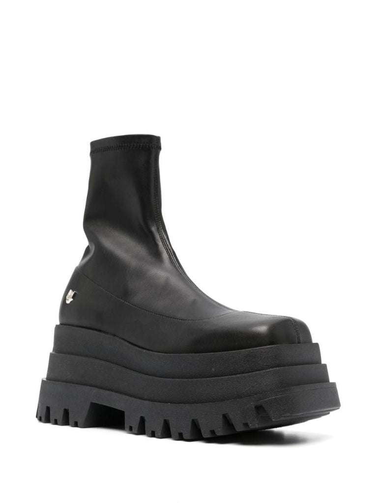 Black Sassy 90 Platform Faux Leather Boots