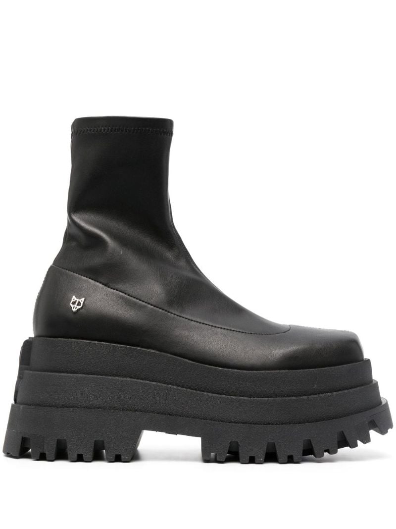 Black Sassy 90 Platform Faux Leather Boots
