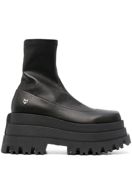 Black Sassy 90 Platform Faux Leather Boots