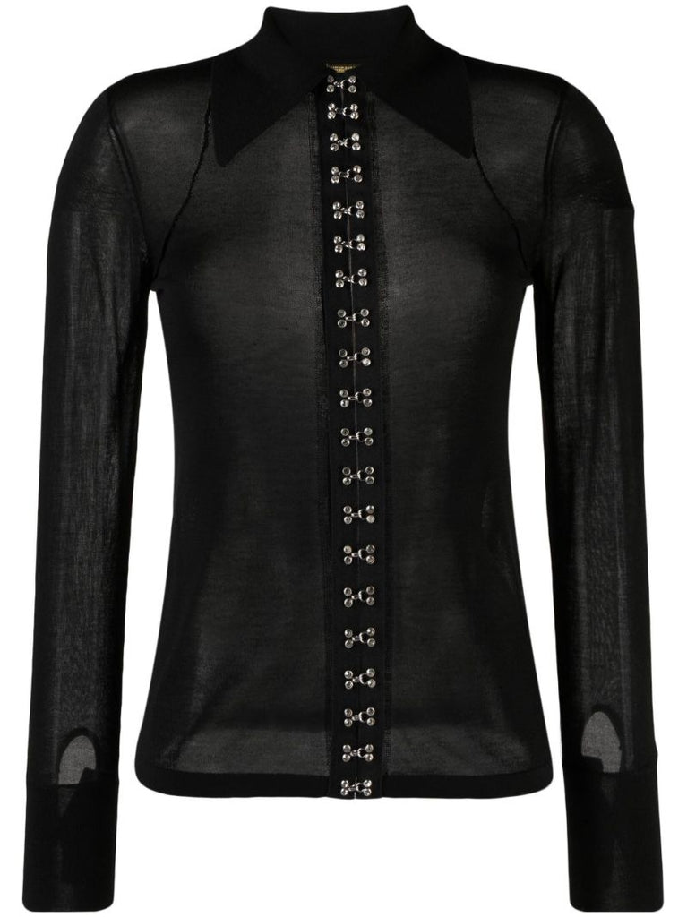 Black Semi-sheer Tencel Shirt