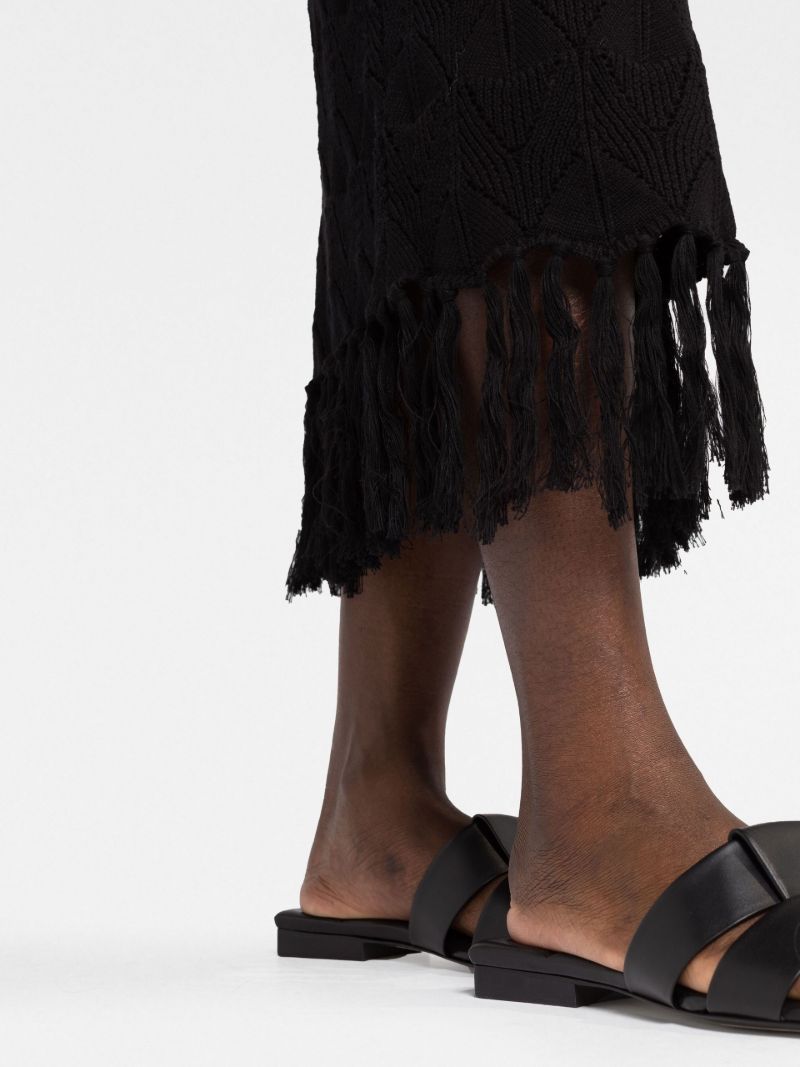 Black Pointelle Knit One-shoulder Dress