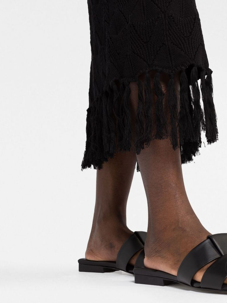 Black Pointelle Knit One-shoulder Dress