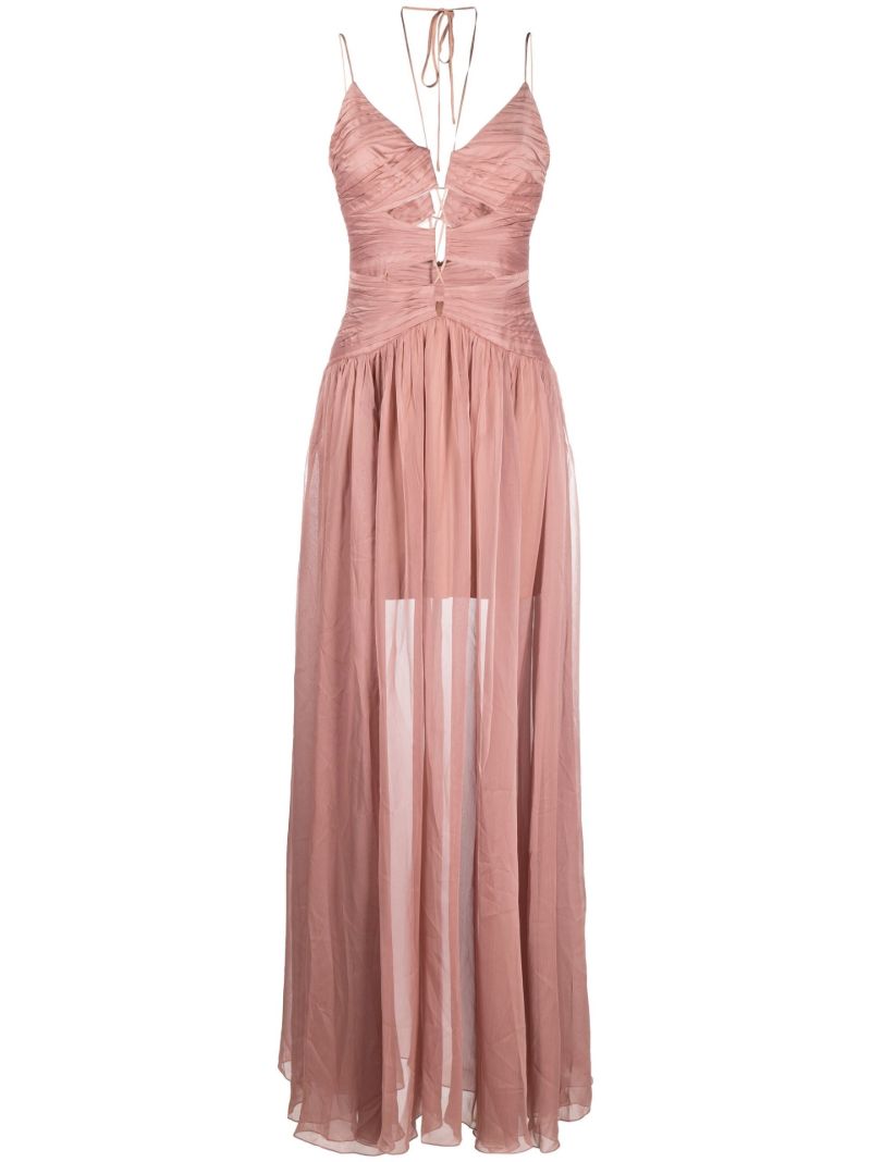 Pink Cut-out Draped Maxi Dress