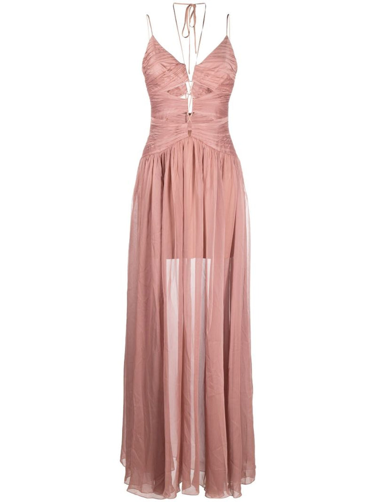 Pink Cut-out Draped Maxi Dress