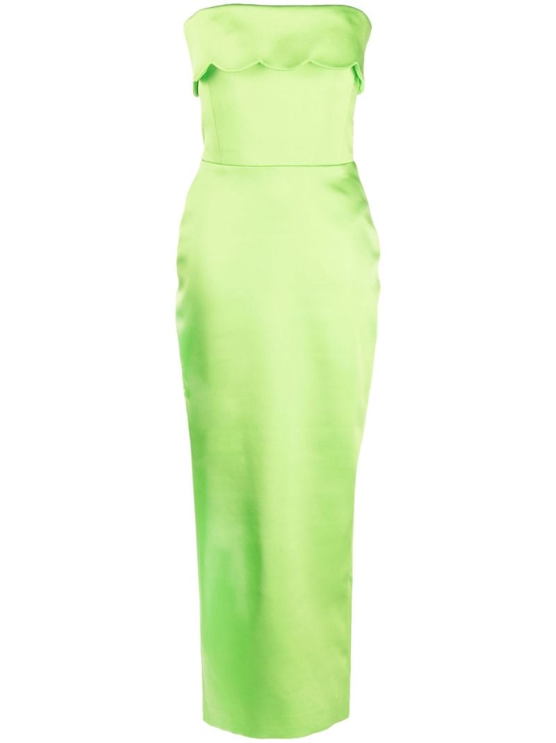Green Scalloped Strapless Dress