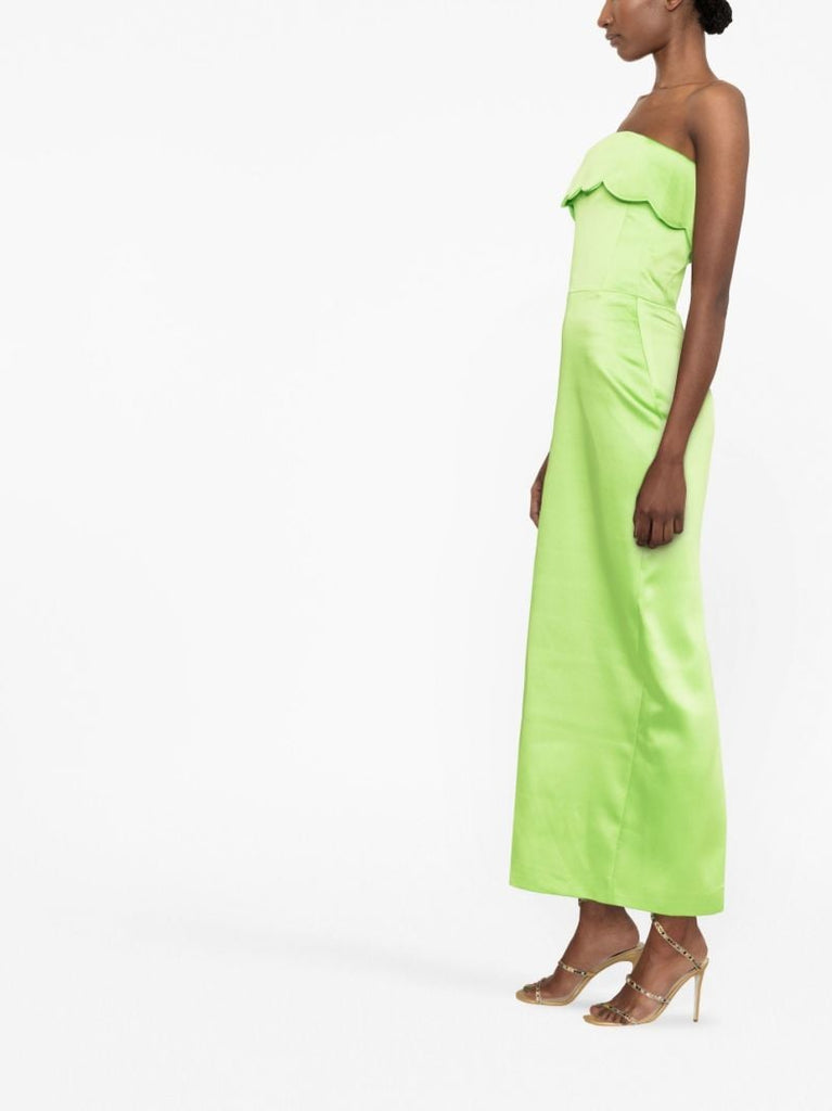 Green Scalloped Strapless Dress