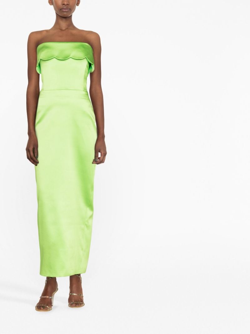Green Scalloped Strapless Dress