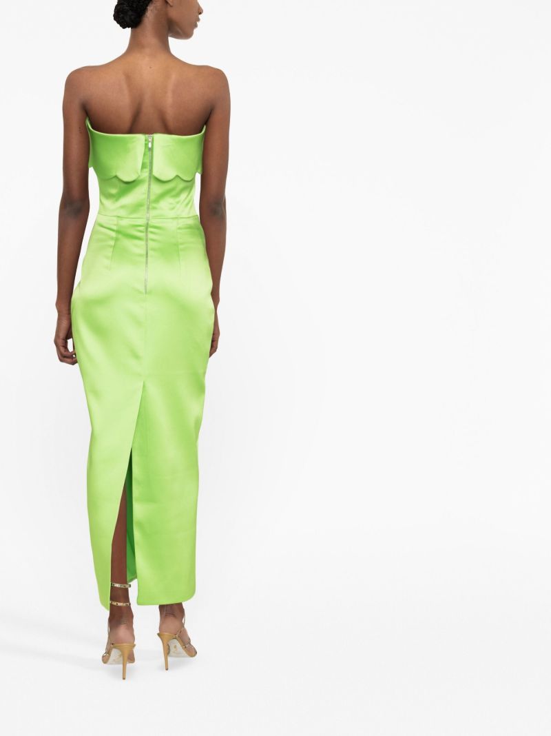 Green Scalloped Strapless Dress