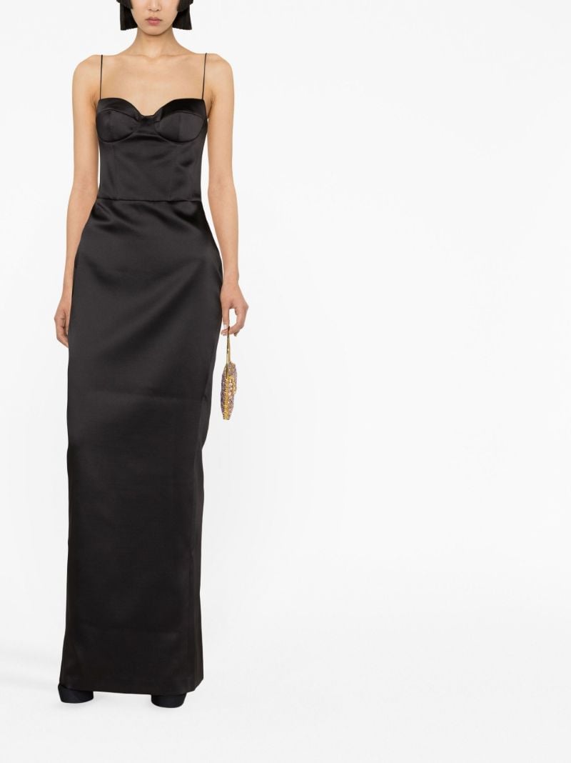 Black Bustier Satin Maxi Dress