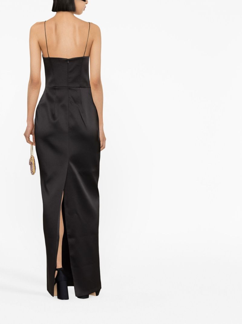Black Bustier Satin Maxi Dress