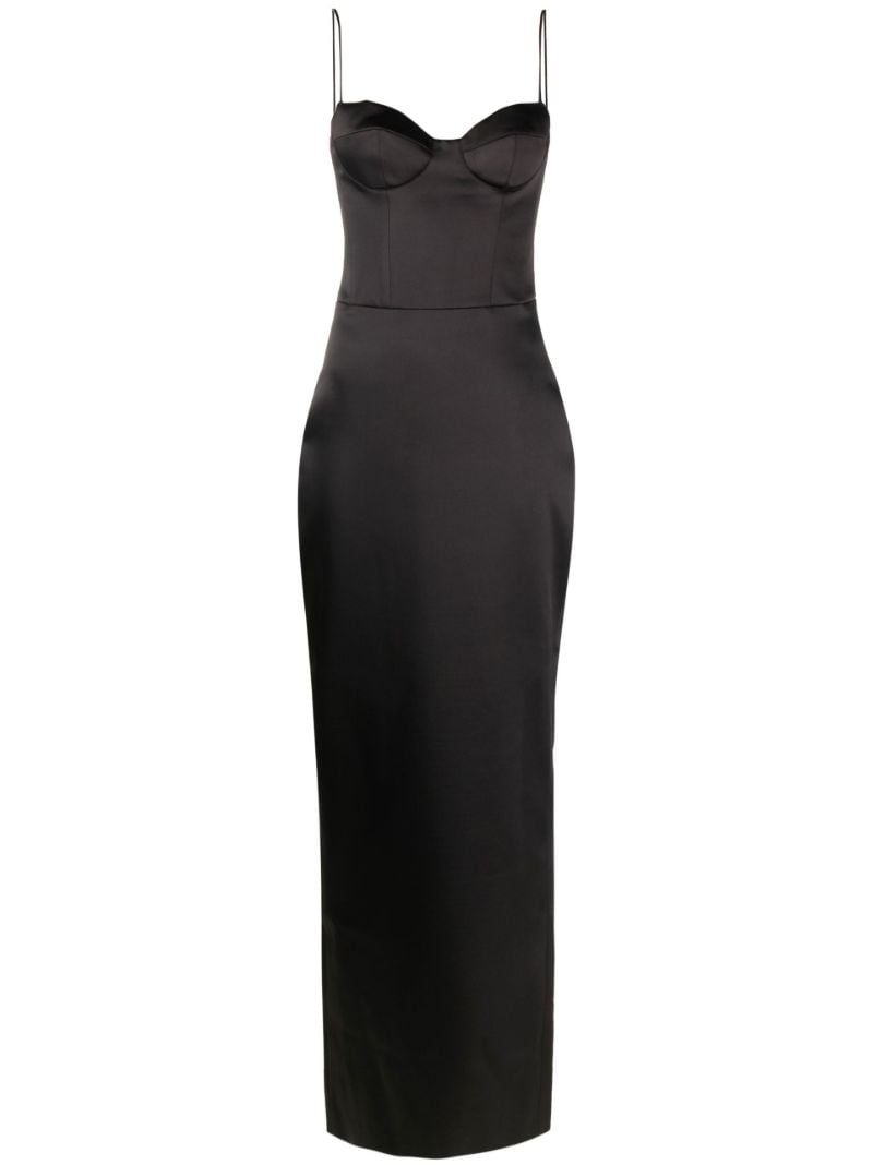 Black Bustier Satin Maxi Dress