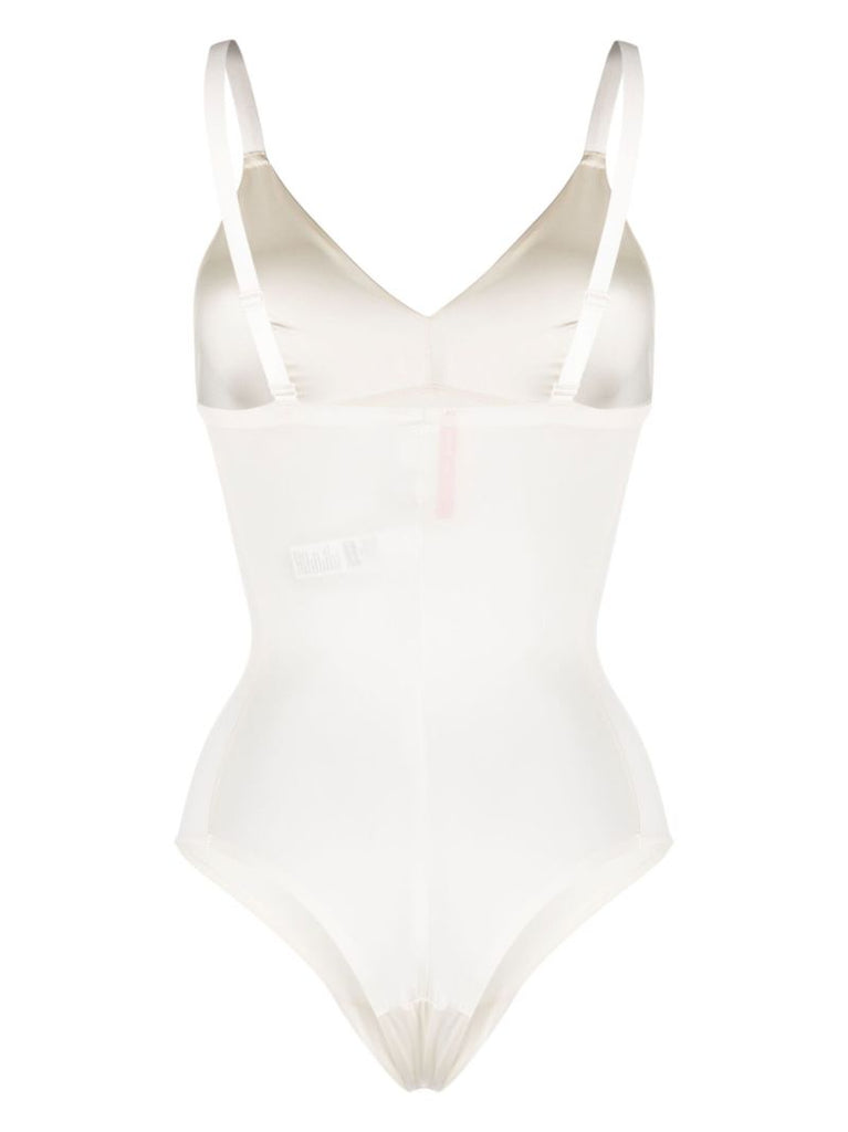 White V-neck Shapewear Bodysuit