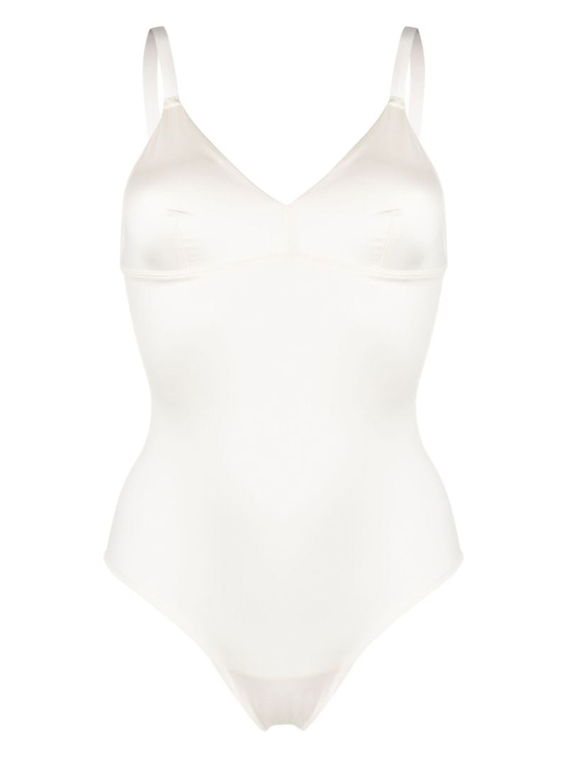 White V-neck Shapewear Bodysuit