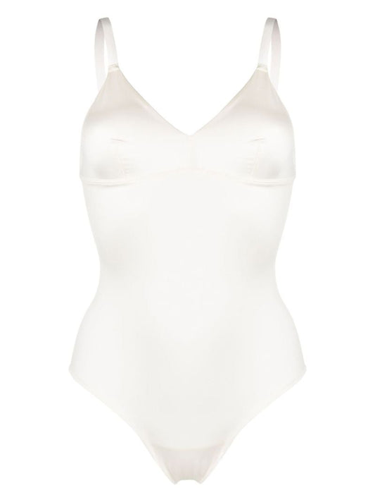 White V-neck Shapewear Bodysuit