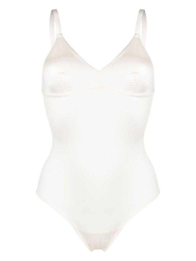 White V-neck Shapewear Bodysuit