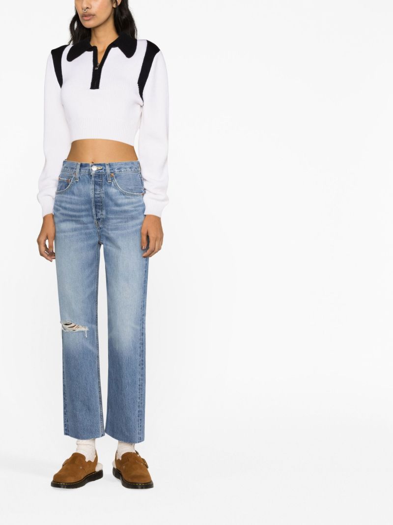 Blue '70s Ultra High-rise Cropped Jeans