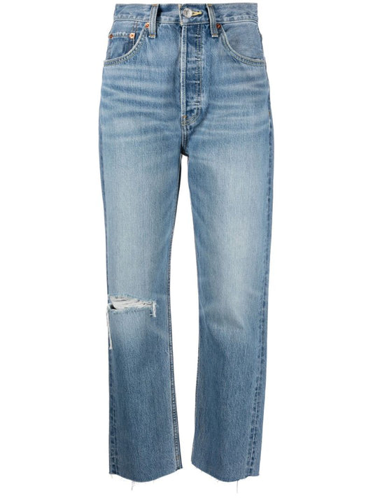 Blue '70s Ultra High-rise Cropped Jeans