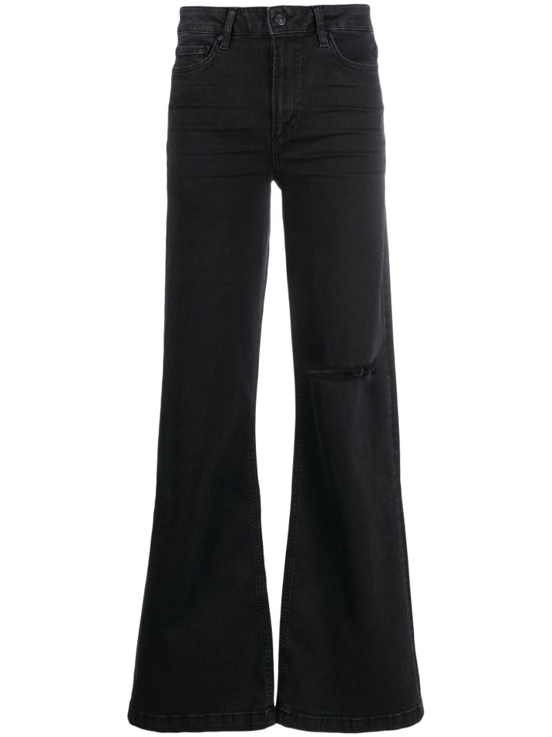 Black High-rise Distressed Flared Jeans