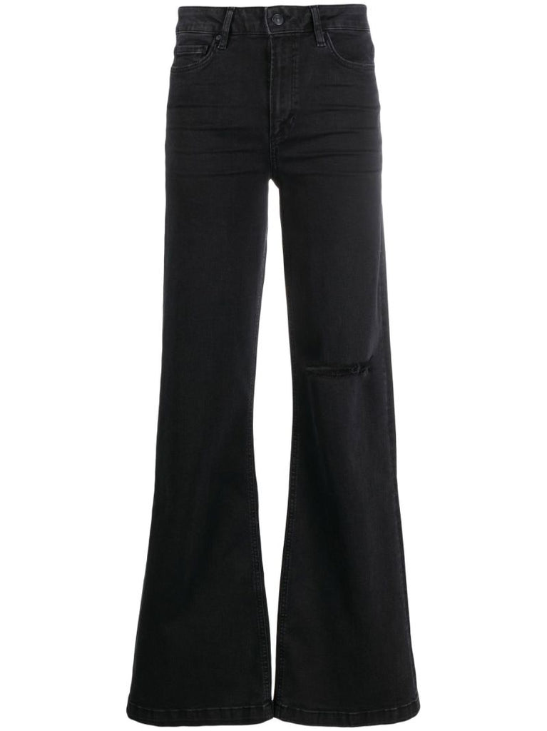 Black High-rise Distressed Flared Jeans