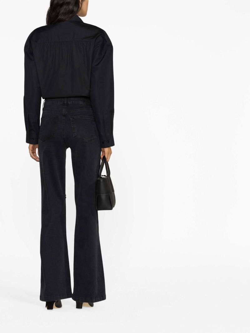 Black High-rise Distressed Flared Jeans